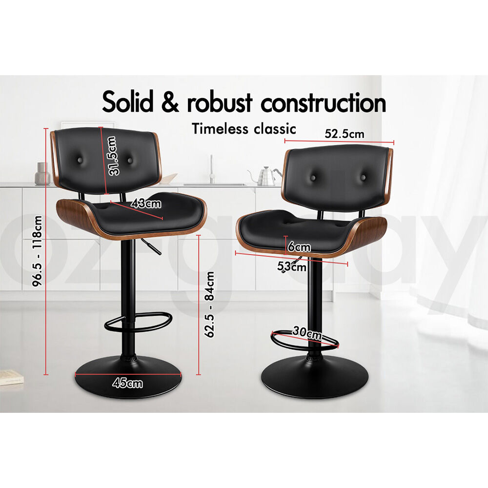 ALFORDSON Bar Stool Odette Kitchen Swivel Chair Wooden Leather Gas Lift x1/x2/x4 - Picture 16 of 34