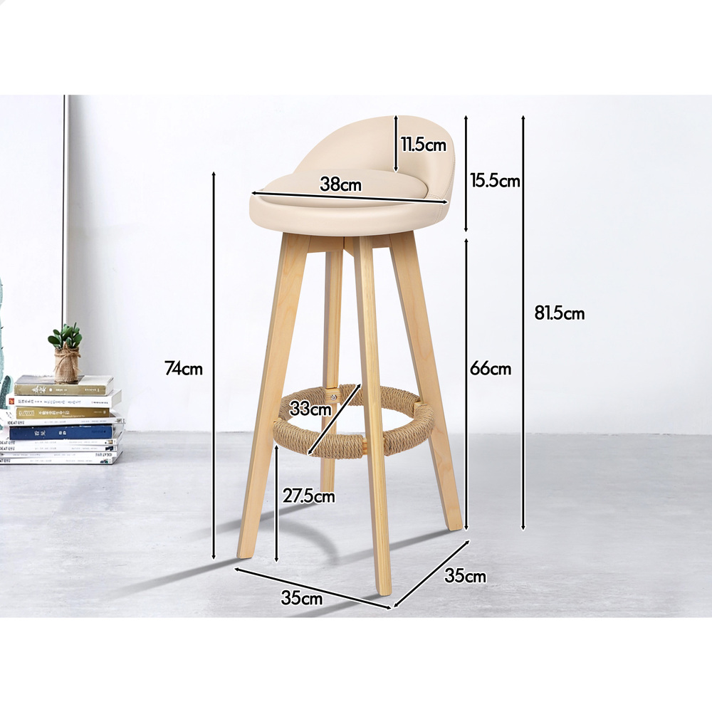 ALFORDSON Kitchen Bar Stools Wooden Swivel Leather Metal Dining Chair x2/x4 - Picture 766 of 1,020