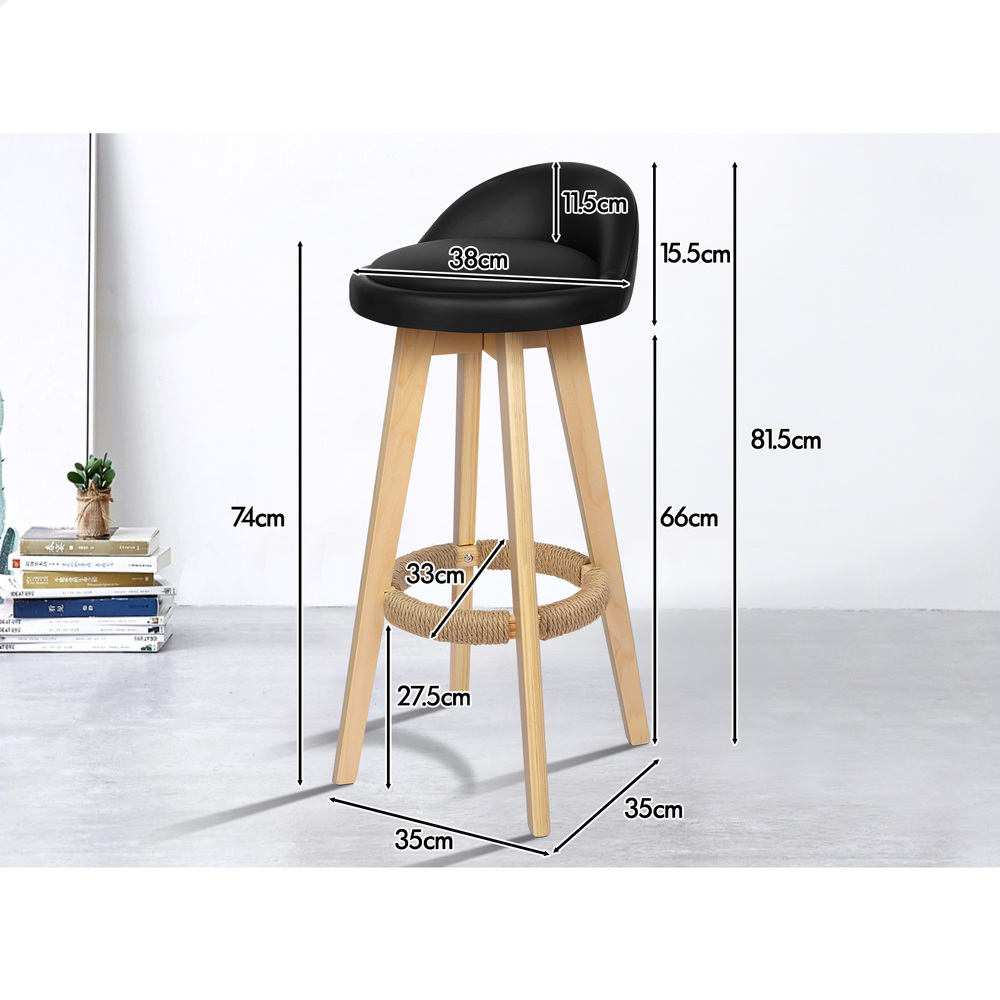 ALFORDSON Kitchen Bar Stools Wooden Swivel Leather Metal Dining Chair x2/x4 - Picture 790 of 1,020