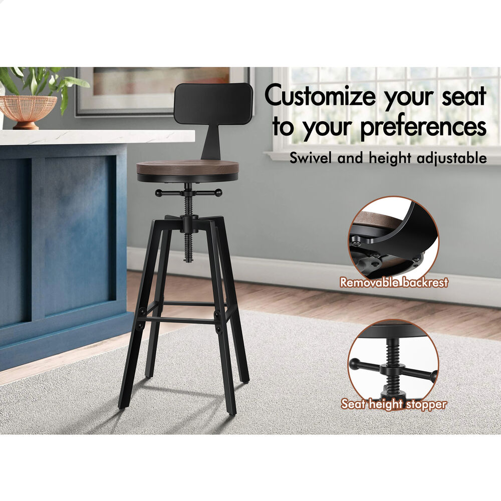 ALFORDSON Kitchen Bar Stools Wooden Swivel Leather Metal Dining Chair x2/x4 - Picture 870 of 1,020