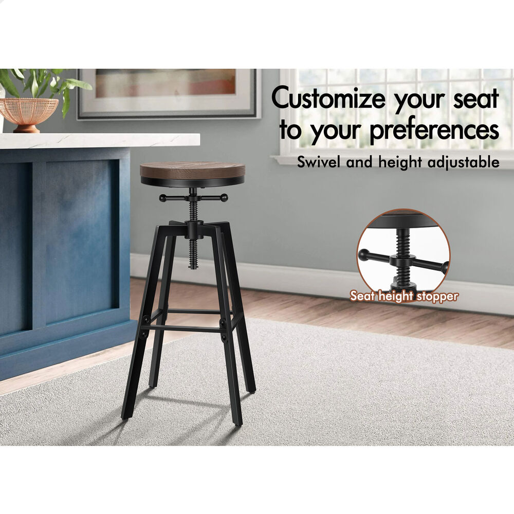 ALFORDSON Kitchen Bar Stools Wooden Swivel Leather Metal Dining Chair x2/x4 - Picture 894 of 1,020