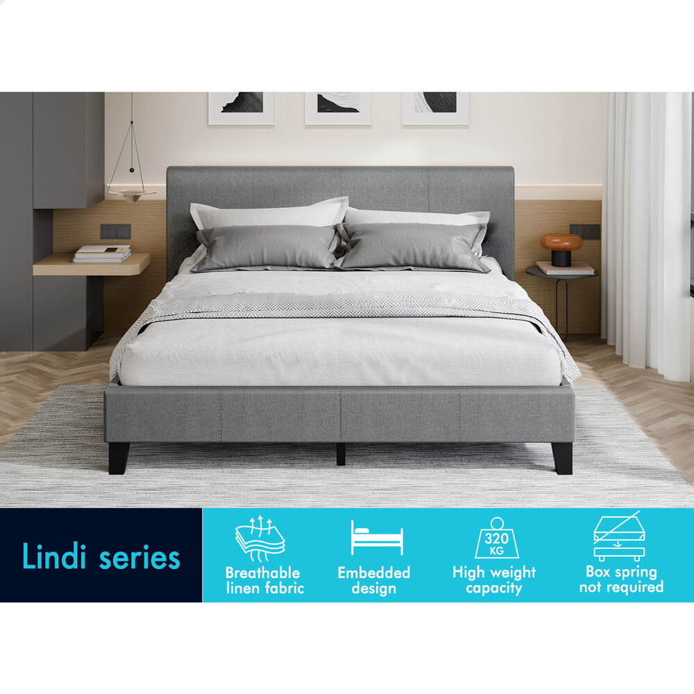 ALFORDSON Bed Frame Queen Double King Single Base Wooden Slats Leather Fabric - Picture 87 of 301