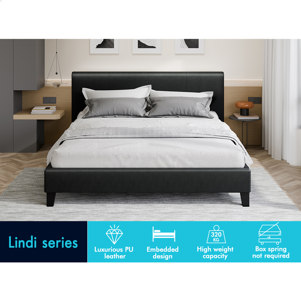ALFORDSON Bed Frame Queen Double King Single Base Wooden Slats Leather Fabric - Picture 219 of 301