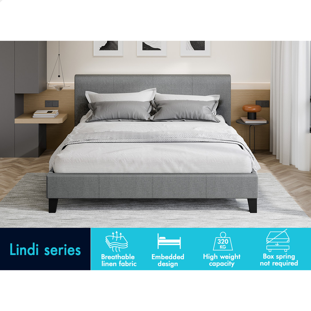 ALFORDSON Bed Frame Queen Double King Single Base Wooden Slats Leather Fabric - Picture 207 of 301