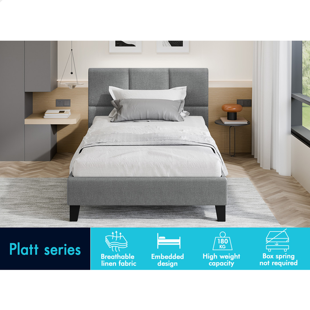 ALFORDSON Bed Frame Queen Double King Single Base Wooden Slats Fabric Grey - Picture 27 of 61