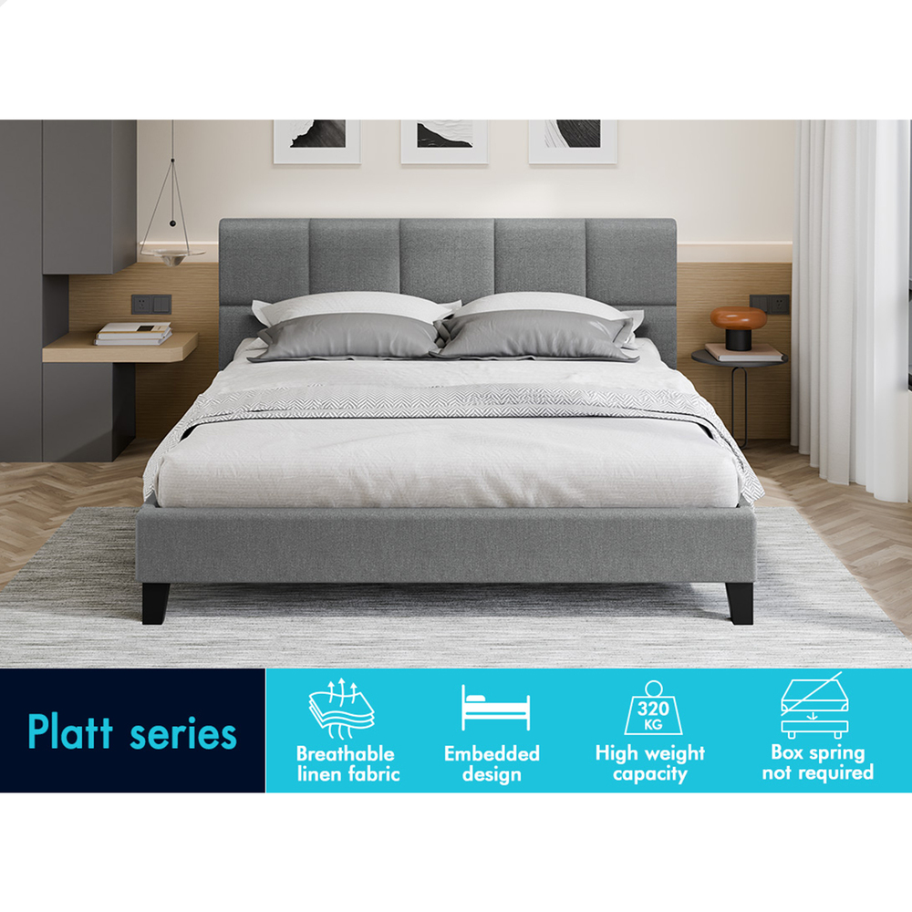ALFORDSON Bed Frame Queen Double King Single Base Wooden Slats Fabric Grey - Picture 39 of 61