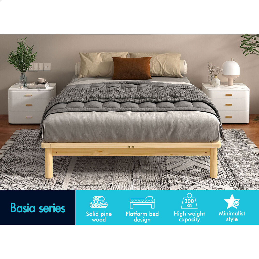 ALFORDSON Bed Frame Queen Double King Single Size Wooden Mattress Base White/Oak - Picture 314 of 864