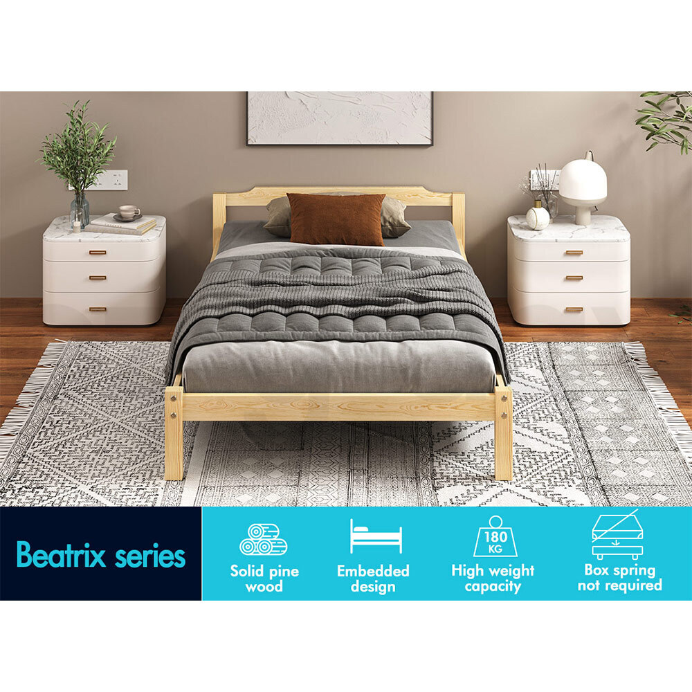 ALFORDSON Bed Frame Queen Double King Single Size Wooden Mattress Base White/Oak - Picture 194 of 864
