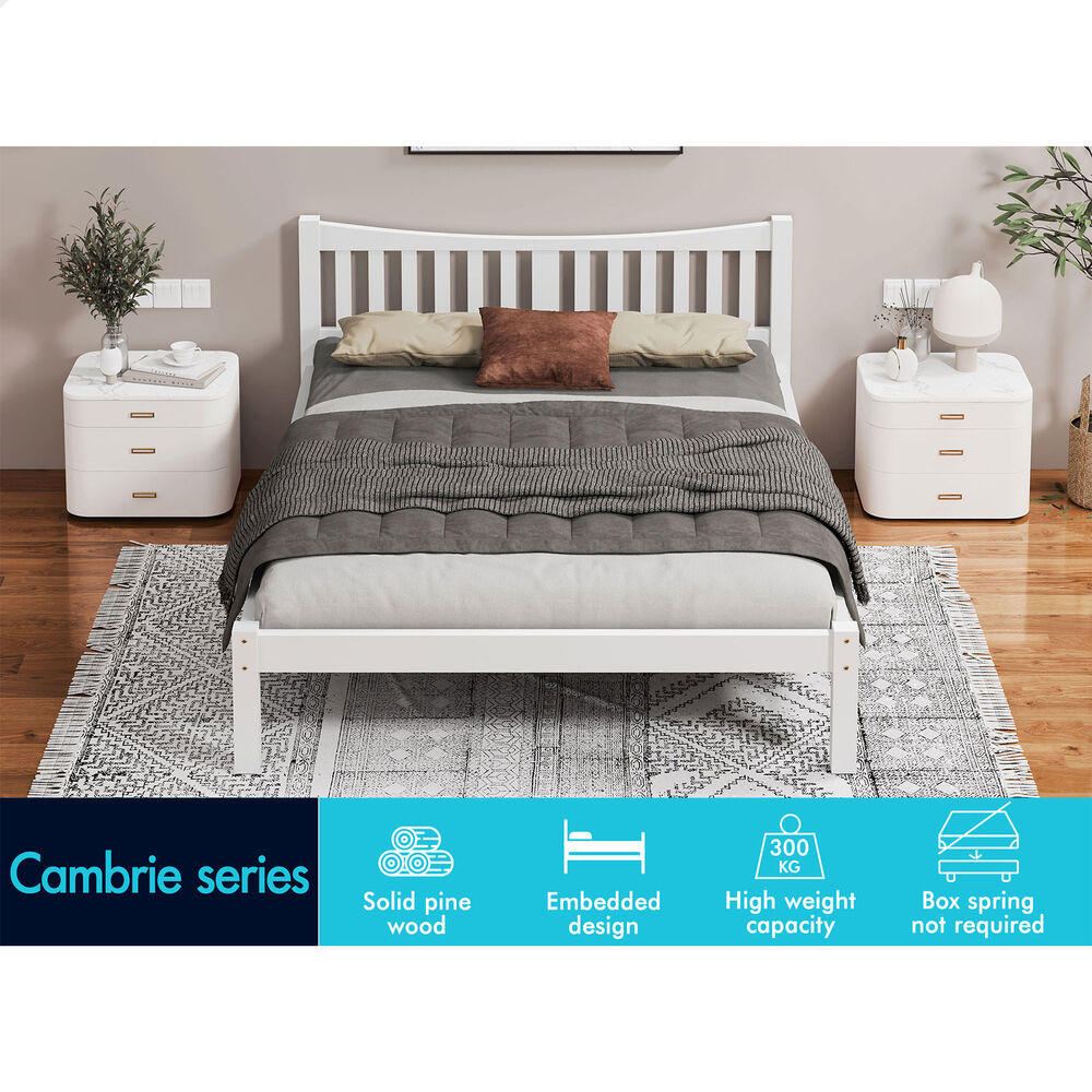 ALFORDSON Bed Frame Queen Double King Single Size Wooden Mattress Base White/Oak - Picture 458 of 864