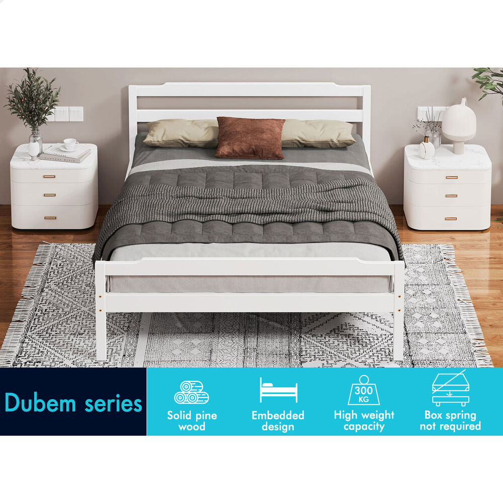 ALFORDSON Bed Frame Queen Double King Single Size Wooden Mattress Base White/Oak - Picture 662 of 864