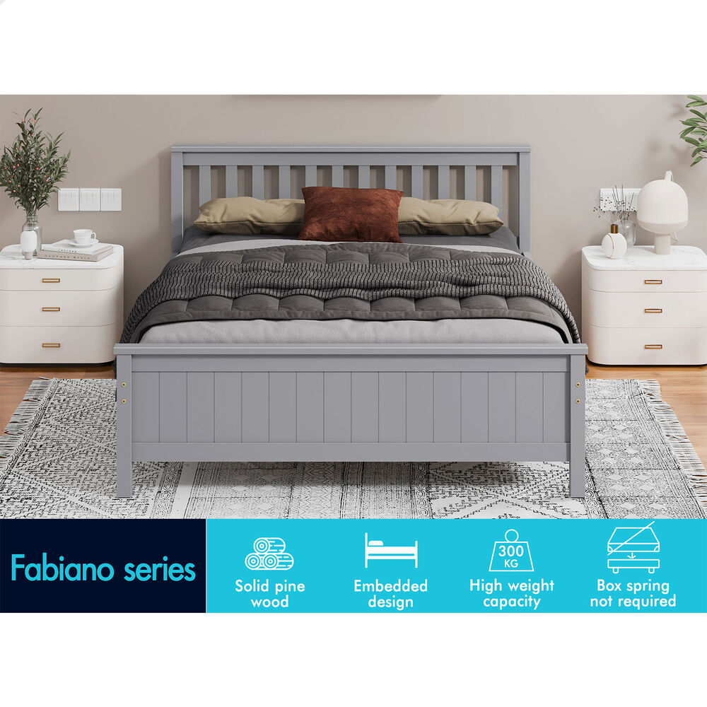 ALFORDSON Bed Frame Queen Double King Single Size Wooden Mattress Base White/Oak - Picture 746 of 864