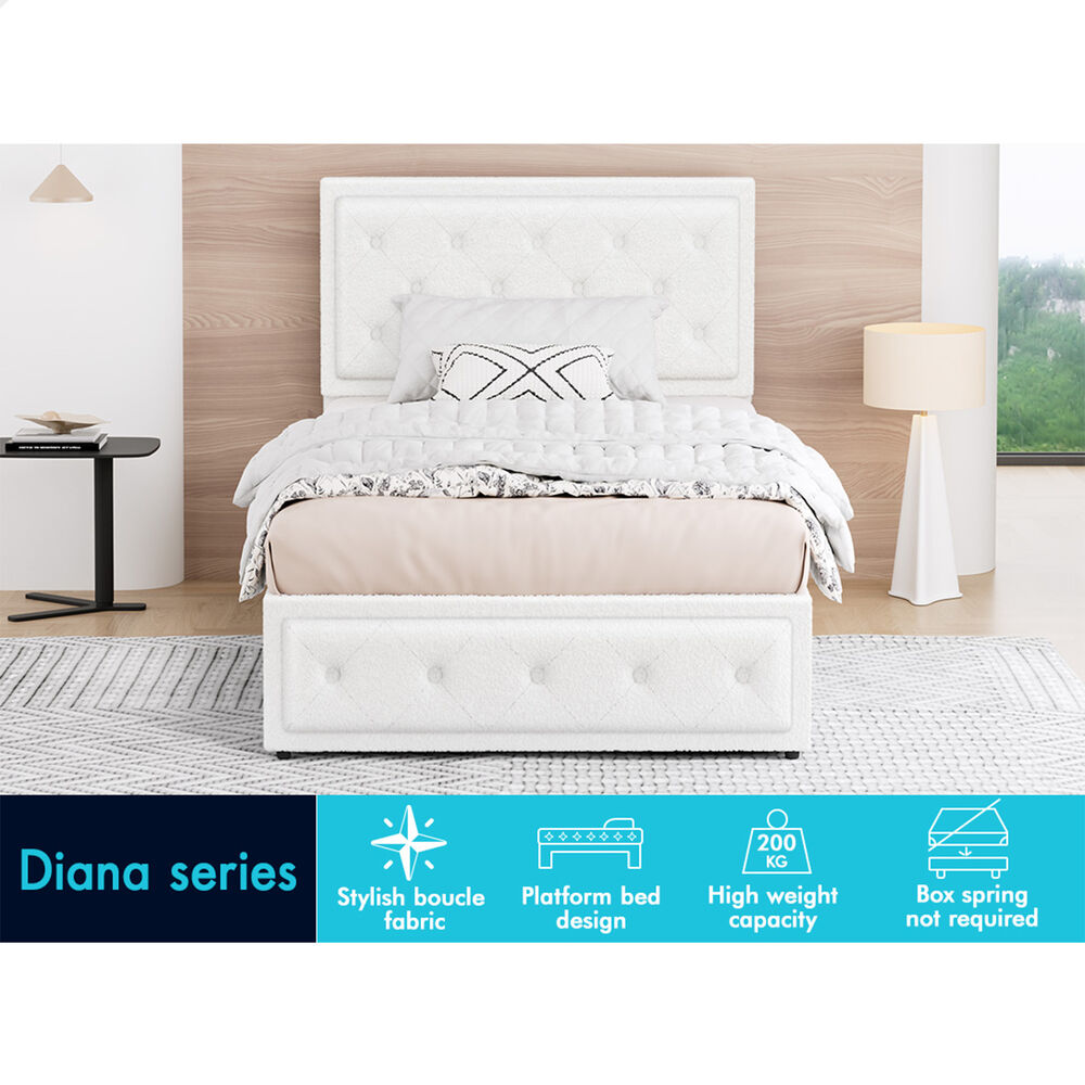 ALFORDSON Bed Frame Double Queen King RGB LED Gas Lift Storage Base Leather - Picture 1,858 of 1,903