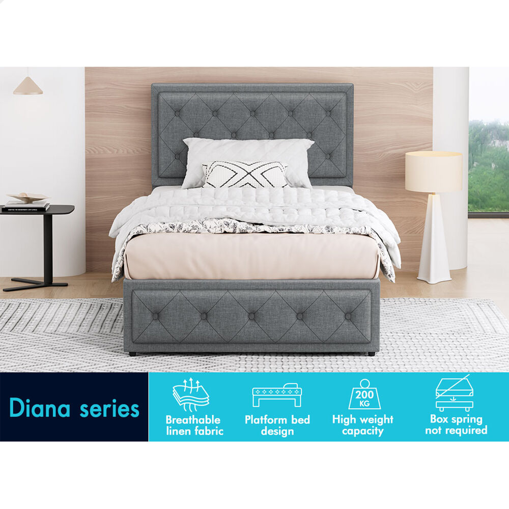 ALFORDSON Bed Frame Double Queen King RGB LED Gas Lift Storage Base Leather - Picture 568 of 1,903