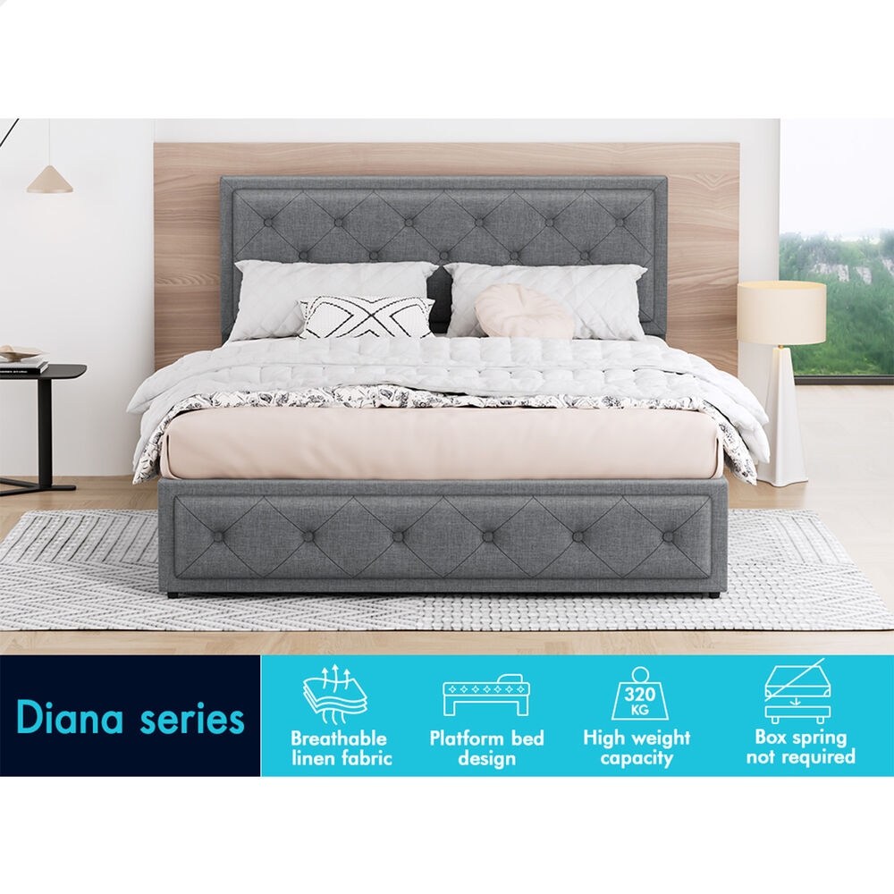 ALFORDSON Bed Frame Double Queen King RGB LED Gas Lift Storage Base Leather - Picture 604 of 1,903