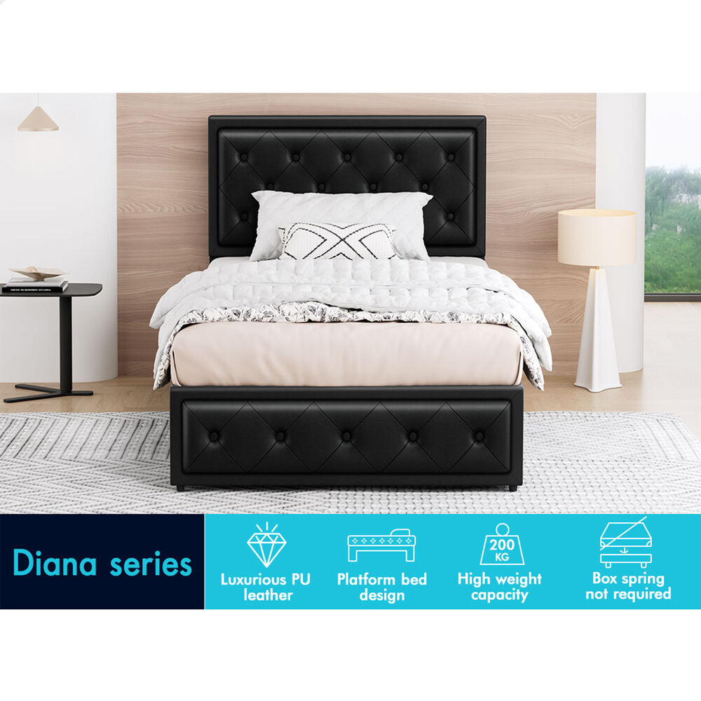 ALFORDSON Bed Frame Double Queen King RGB LED Gas Lift Storage Base Leather - Picture 628 of 1,903