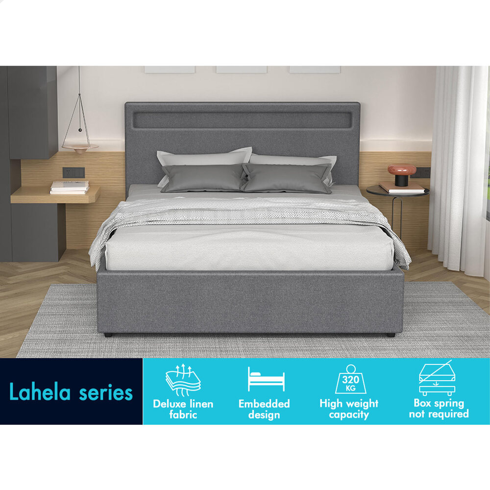 ALFORDSON Bed Frame Double Queen King RGB LED Gas Lift Storage Base - Picture 111 of 145