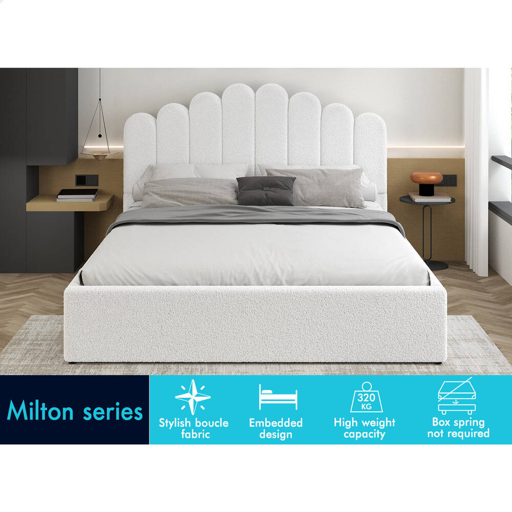 ALFORDSON Bed Frame Queen Double King Single Gas Lift Storage Leather Boucle - Picture 55 of 244
