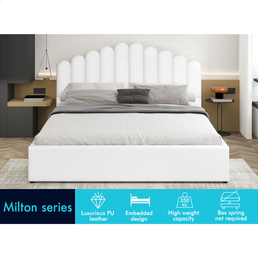 ALFORDSON Bed Frame Queen Double King Single Gas Lift Storage Leather Boucle - Picture 91 of 244
