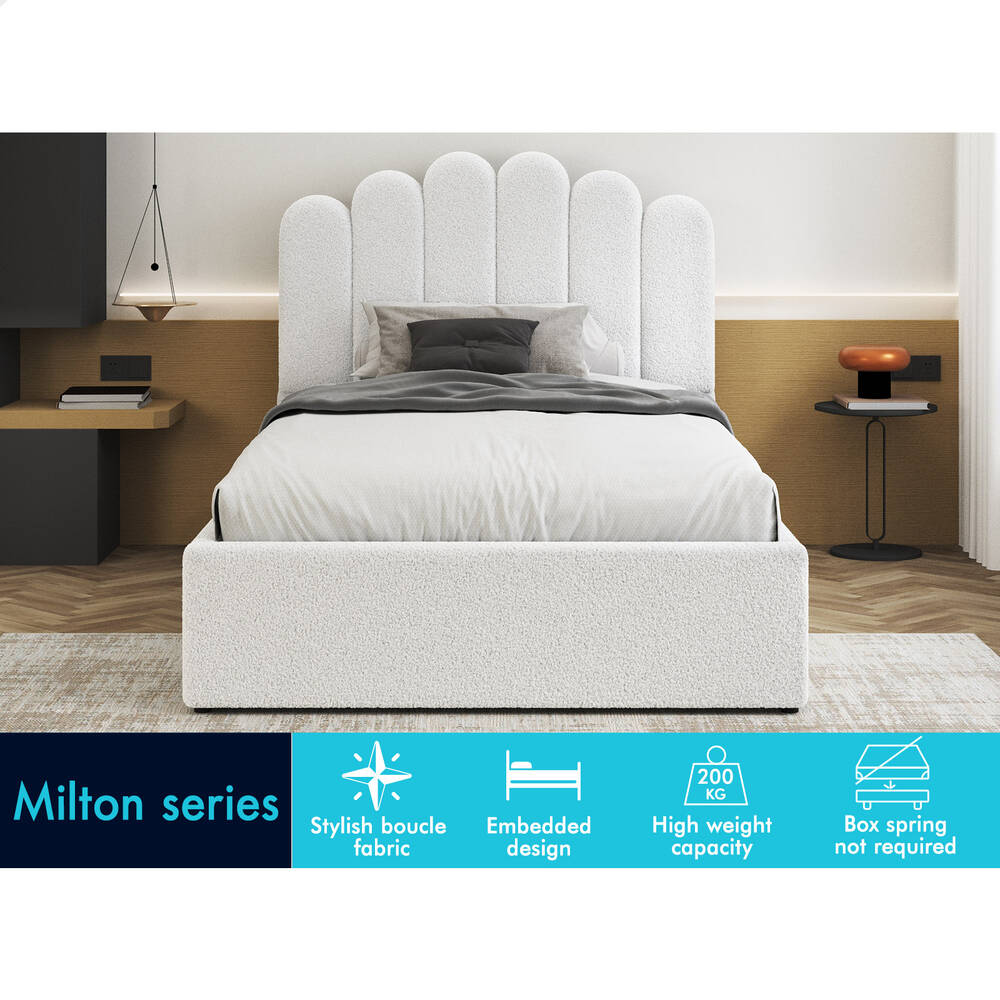 ALFORDSON Bed Frame Queen Double King Single Gas Lift Storage Leather Boucle - Picture 103 of 244