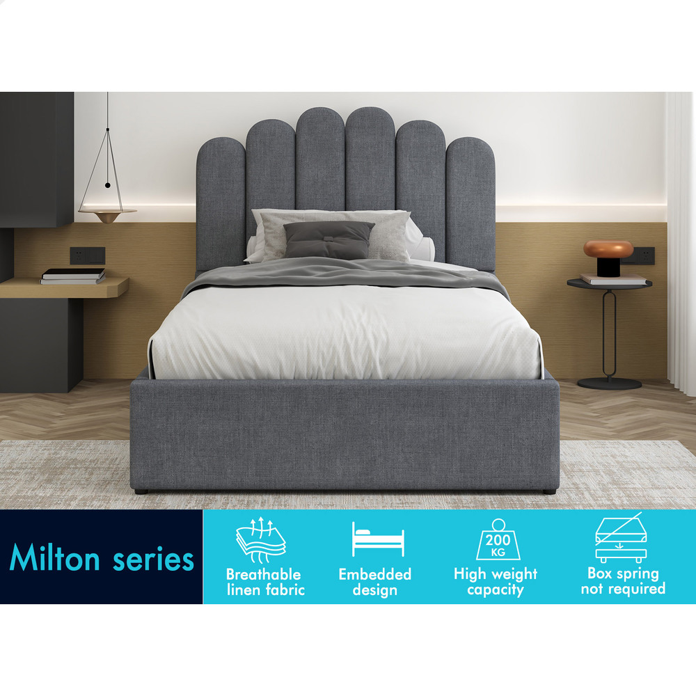 ALFORDSON Bed Frame Queen Double King Single Gas Lift Storage Leather Boucle - Picture 115 of 244