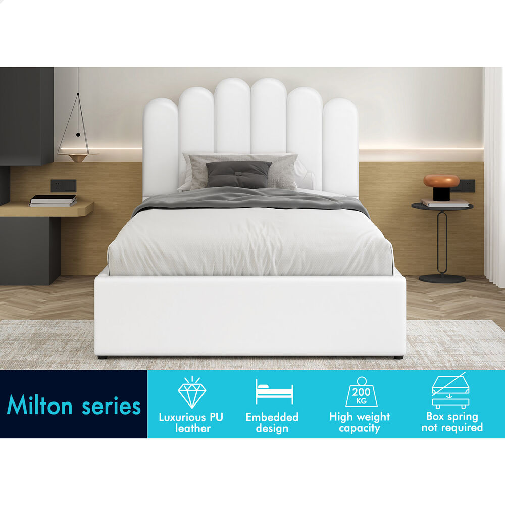 ALFORDSON Bed Frame Double Queen King RGB LED Gas Lift Storage Base Leather - Picture 1,259 of 1,903