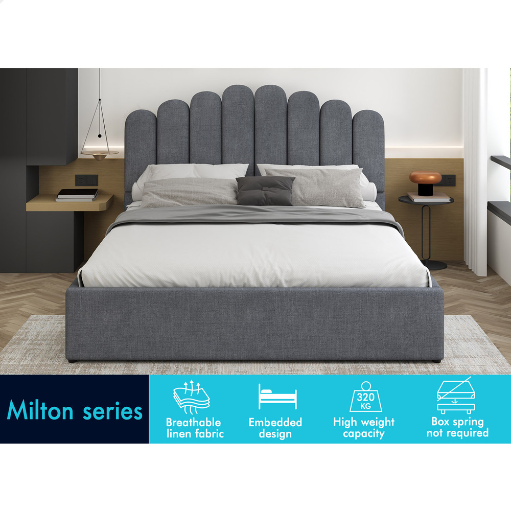 ALFORDSON Bed Frame Queen Double King Single Gas Lift Storage Leather Boucle - Picture 163 of 244