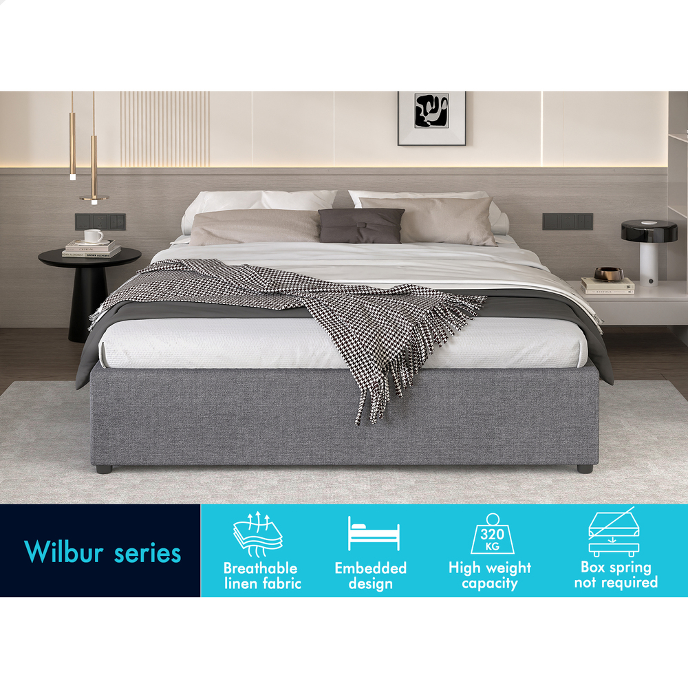 ALFORDSON Bed Frame Queen Double King Single Gas Lift Storage Fabric Boucle - Picture 39 of 361
