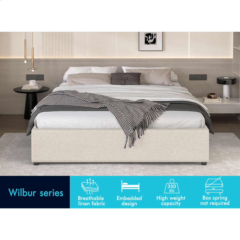ALFORDSON Bed Frame Queen Double King Single Gas Lift Storage Fabric Boucle - Picture 99 of 361