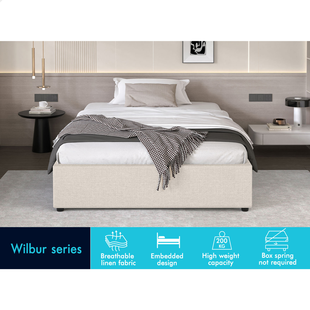 ALFORDSON Bed Frame Queen Double King Single Gas Lift Storage Fabric Boucle - Picture 171 of 361