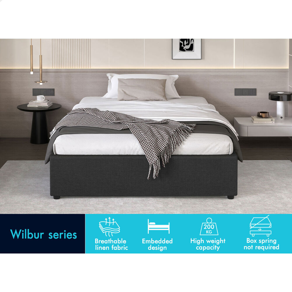ALFORDSON Bed Frame Queen Double King Single Gas Lift Storage Fabric Boucle - Picture 159 of 361