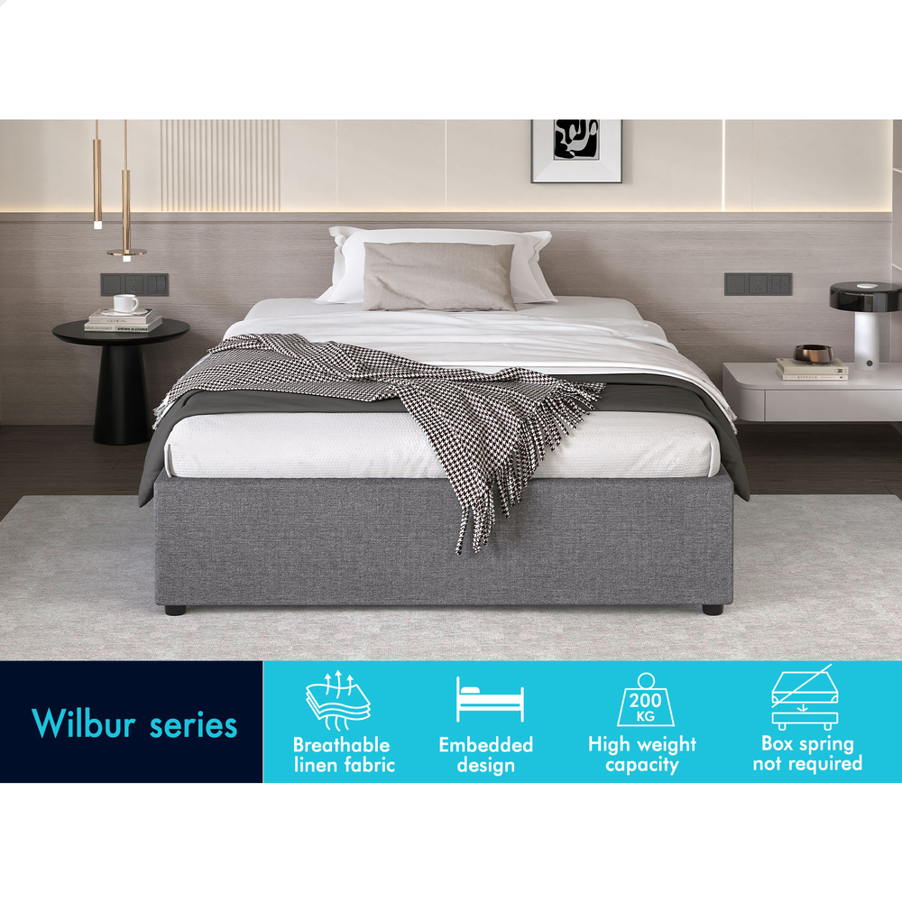 ALFORDSON Bed Frame Queen Double King Single Gas Lift Storage Fabric Boucle - Picture 183 of 361