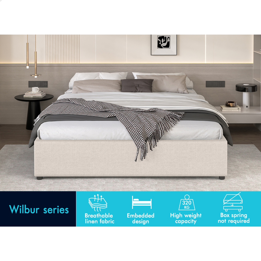 ALFORDSON Bed Frame Queen Double King Single Gas Lift Storage Fabric Boucle - Picture 243 of 361