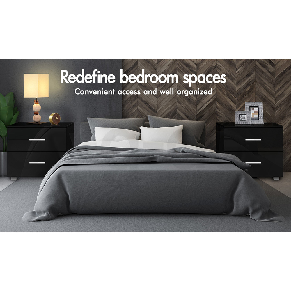ALFORDSON Bedside Table RGB LED Nightstand 1/2/3 Drawers Side Table Storage - Picture 128 of 521