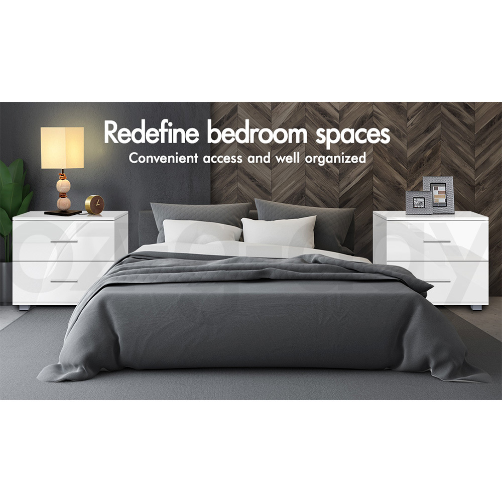 ALFORDSON Bedside Table RGB LED Nightstand 1/2/3 Drawers Side Table Storage - Picture 134 of 521