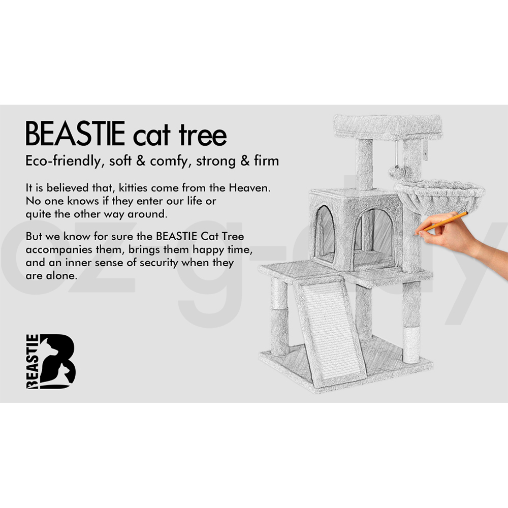 BEASTIE Cat Tree Scratching Post Scratcher Tower Condo House Furniture Bed Stand - Picture 37 of 474