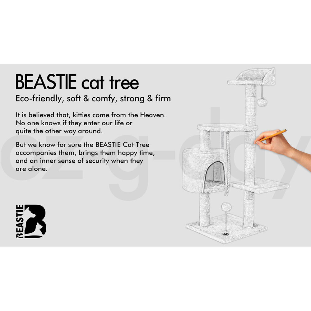 BEASTIE Cat Tree Scratching Post Scratcher Tower Condo House Furniture Bed Stand - Picture 70 of 474