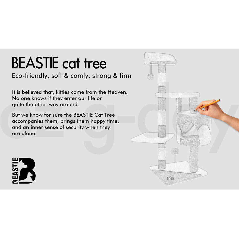 BEASTIE Cat Tree Scratching Post Scratcher Tower Condo House Furniture Bed Stand - Picture 81 of 474