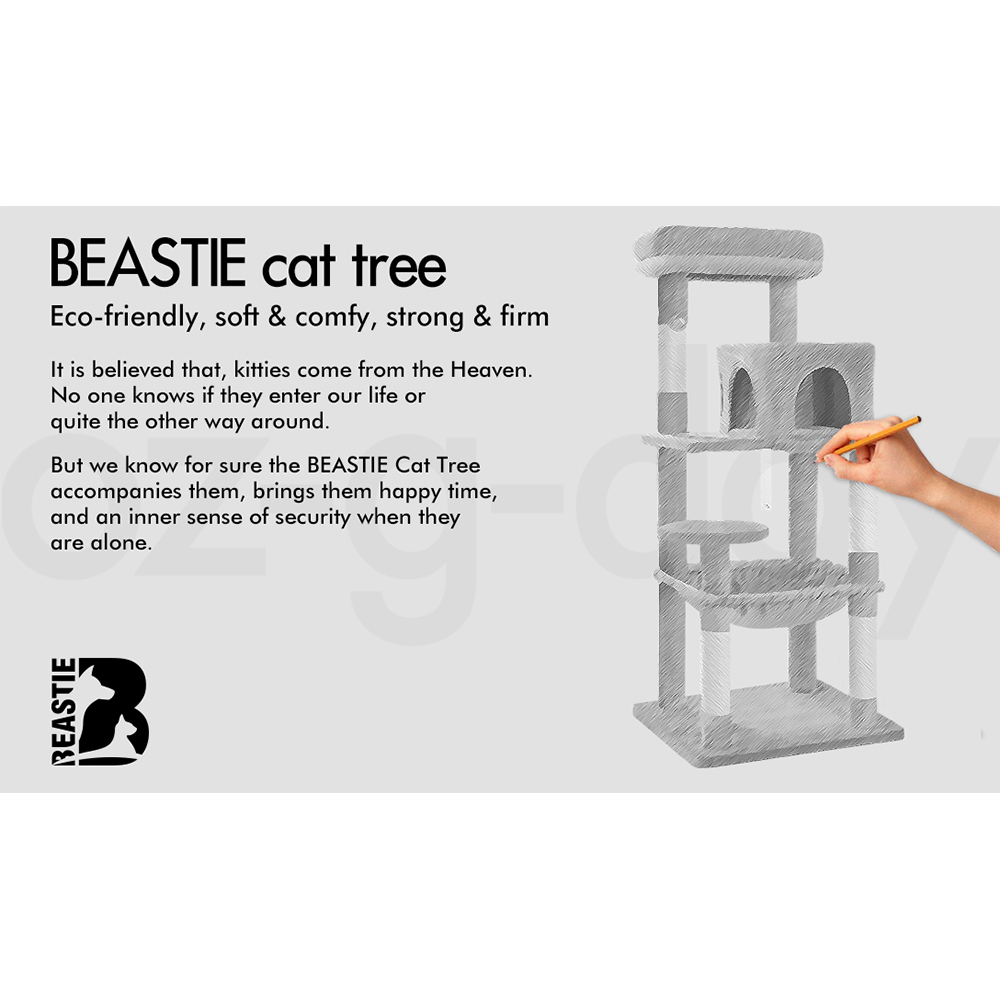 BEASTIE Cat Tree Scratching Post Scratcher Tower Condo House Furniture Bed Stand - Picture 233 of 474