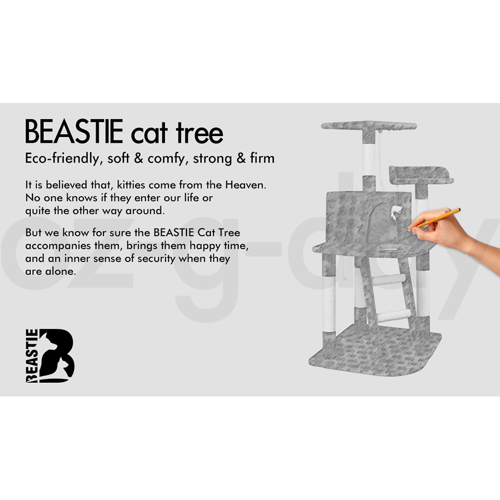 BEASTIE Cat Tree Scratching Post Scratcher Tower Condo House Furniture Bed Stand - Picture 103 of 474
