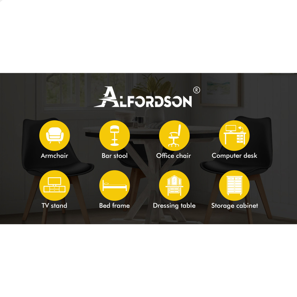 ALFORDSON Dining Chairs Kitchen Swivel PU Leather Sherpa Velvet Wooden x1/x2/x4 - Picture 256 of 592