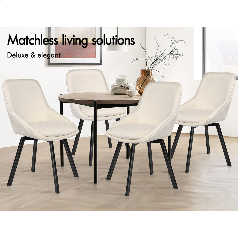 ALFORDSON Dining Chairs Kitchen Swivel PU Leather Sherpa Velvet Wooden x1/x2/x4 - Picture 370 of 592