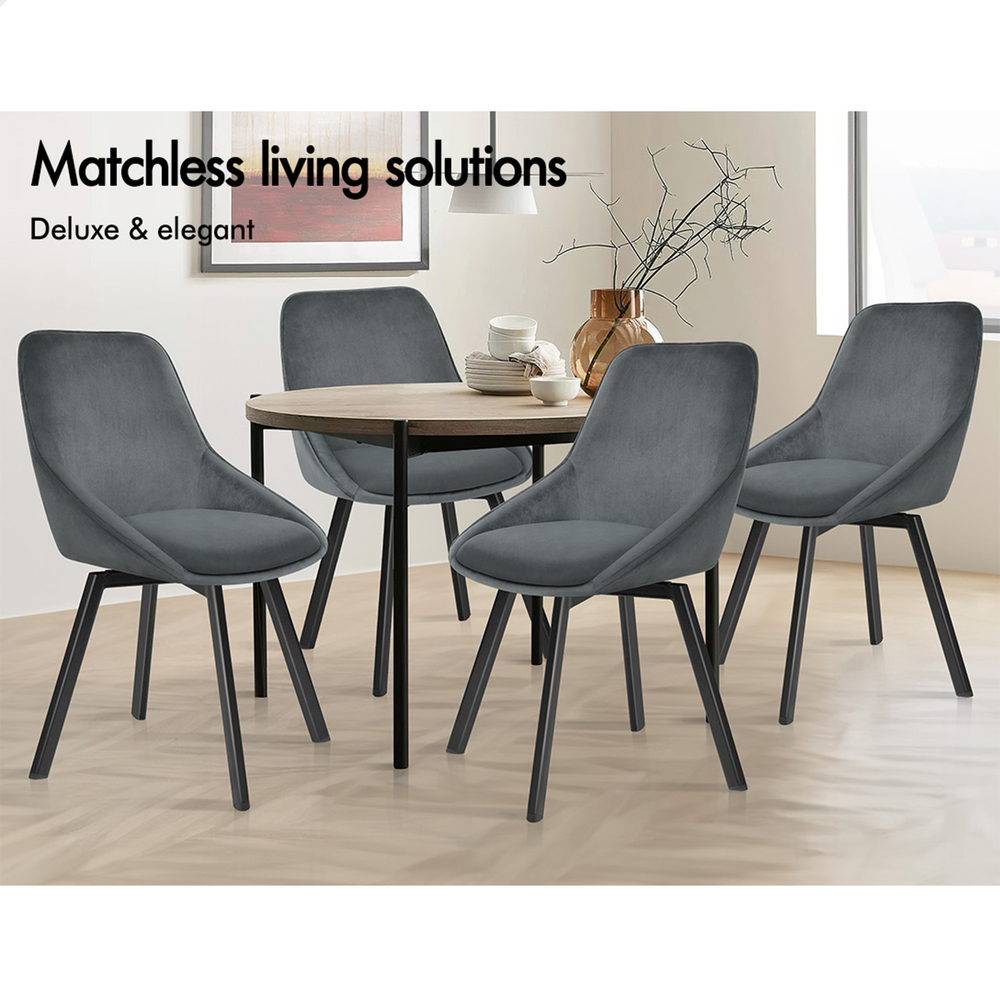 ALFORDSON Dining Chairs Kitchen Swivel PU Leather Sherpa Velvet Wooden x1/x2/x4 - Picture 406 of 592