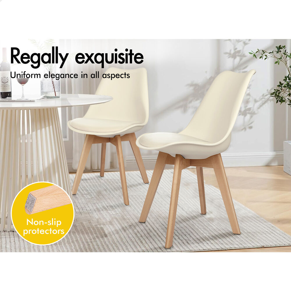 ALFORDSON 4x Dining Chairs Padding Retro PU Leather Kitchen Lounge Cafe Wooden - Picture 15 of 82