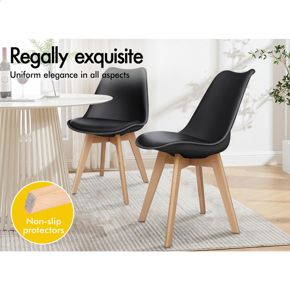 ALFORDSON 4x Dining Chairs Padding Retro PU Leather Kitchen Lounge Cafe Wooden - Picture 26 of 82