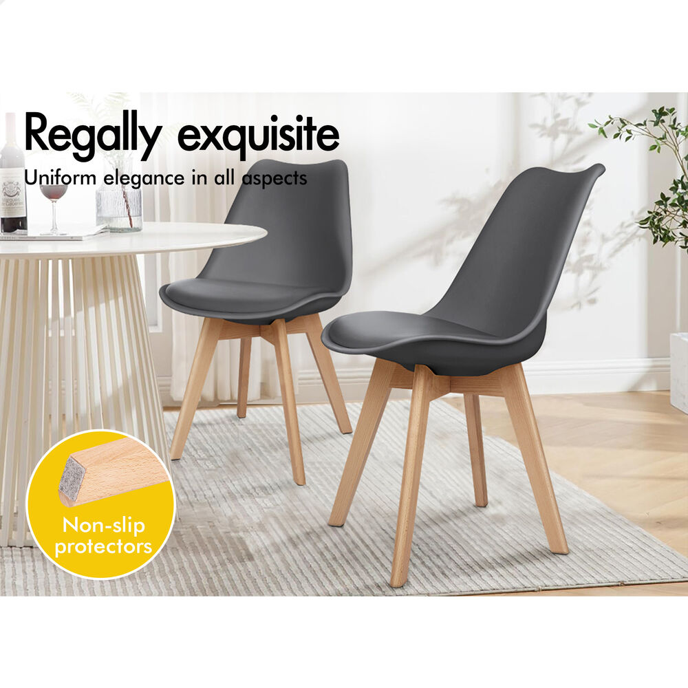 ALFORDSON 4x Dining Chairs Padding Retro PU Leather Kitchen Lounge Cafe Wooden - Picture 38 of 82