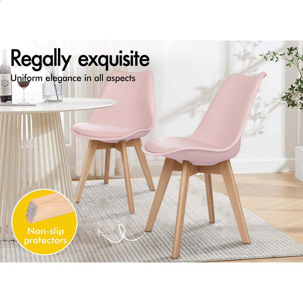 ALFORDSON 4x Dining Chairs Padding Retro PU Leather Kitchen Lounge Cafe Wooden - Picture 50 of 82