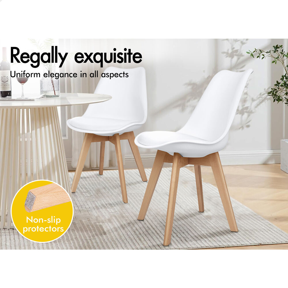 ALFORDSON 4x Dining Chairs Padding Retro PU Leather Kitchen Lounge Cafe Wooden - Picture 61 of 82