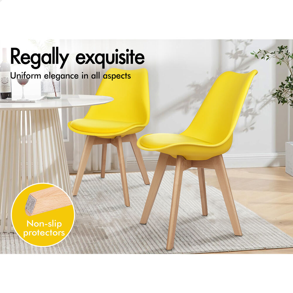 ALFORDSON 4x Dining Chairs Padding Retro PU Leather Kitchen Lounge Cafe Wooden - Picture 72 of 82