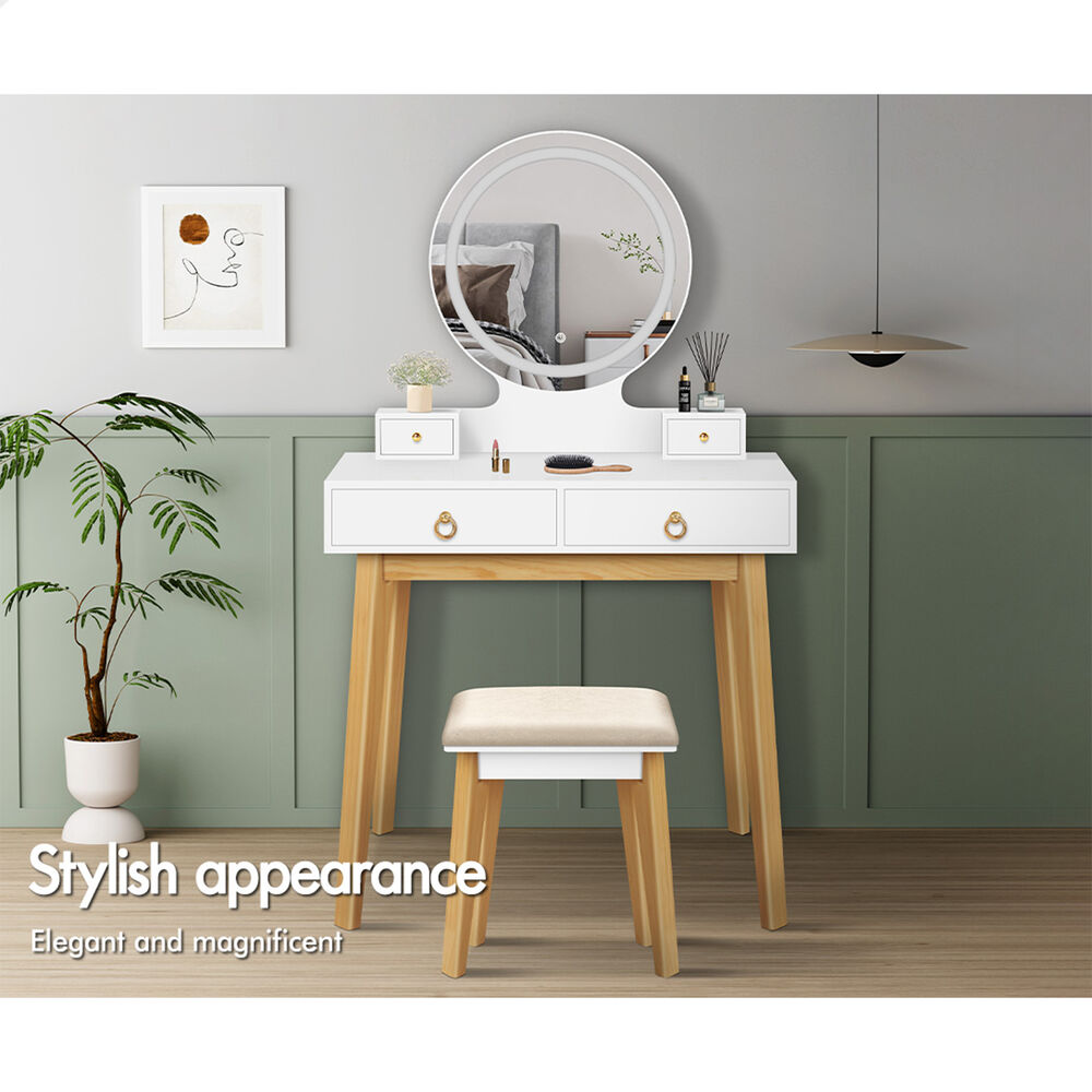 ALFORDSON Dressing Table Stool Set Makeup Mirror Storage Vanity Desk LED Bulbs - Picture 313 of 520