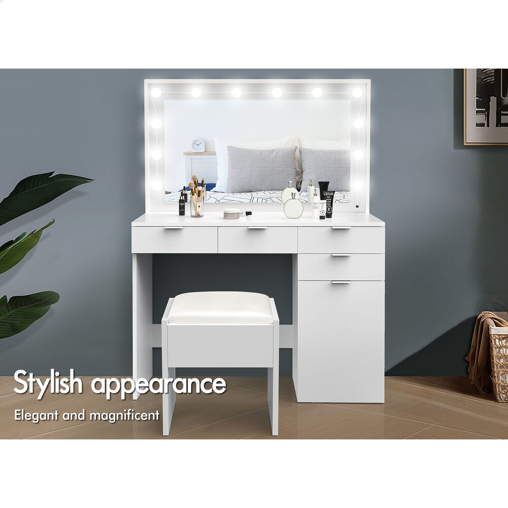 ALFORDSON Dressing Table Stool Set Makeup Mirror Storage Vanity Desk LED Bulbs - Picture 104 of 520